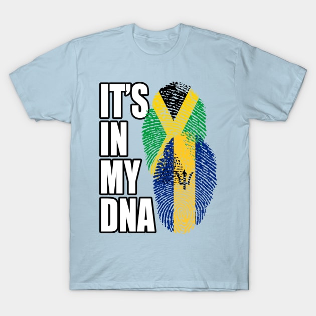 Barbadian And Jamaican Mix DNA Flag Heritage Gift T-Shirt by Just Rep It!!